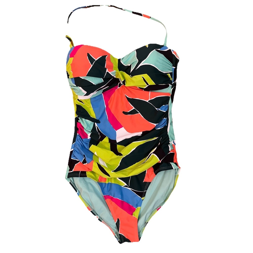 New Anne Cole Sz Med‎ Green Multicolor One Piece Swimsuit